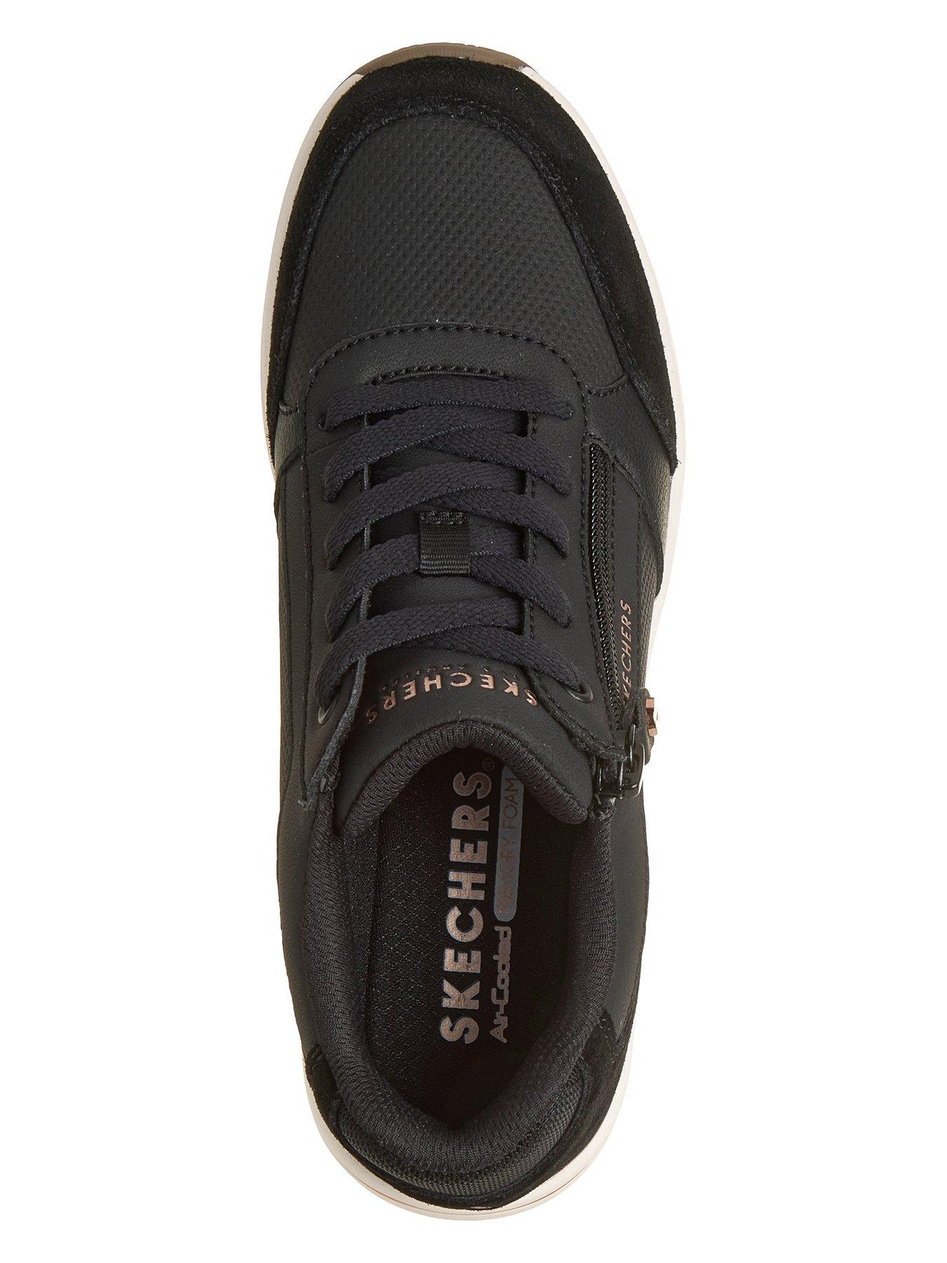 Image 3 of 6 of Skechers Billion Flex Luxe Up Quarter Zip Duraleather And Suede Lace Up Fashion Sneaker - Black