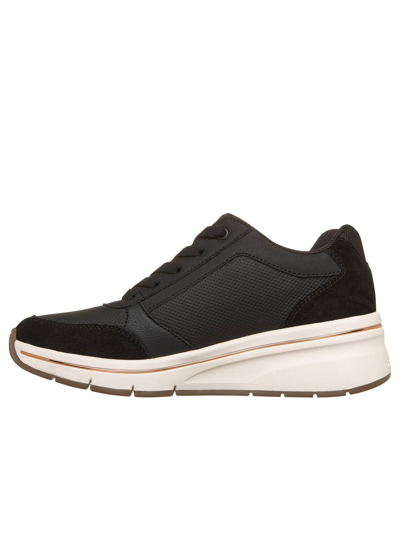 Image 6 of 6 of Skechers Billion Flex Luxe Up Quarter Zip Duraleather And Suede Lace Up Fashion Sneaker - Black