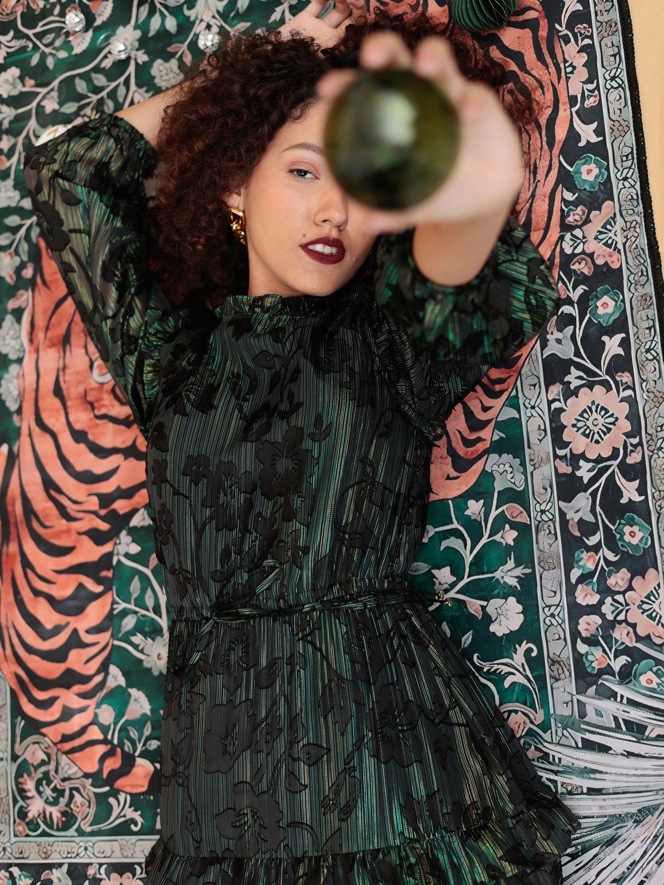Emily Lovelock MAXINE LUREX JACQUARD DRESS