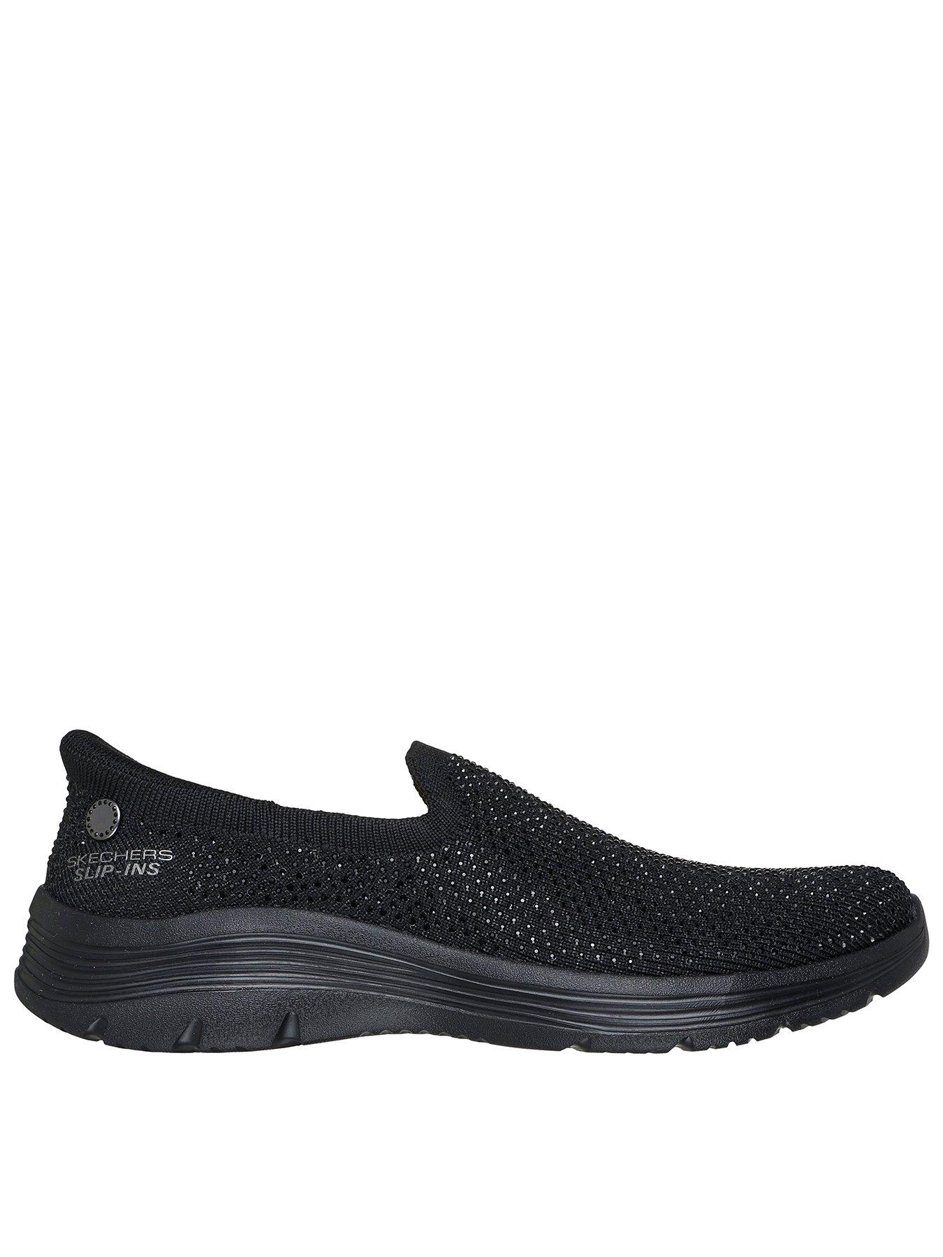 Skechers Bedford Genuine Gem Martha Stewart Slip-Ins Rhinestone Knit A-Line - Black