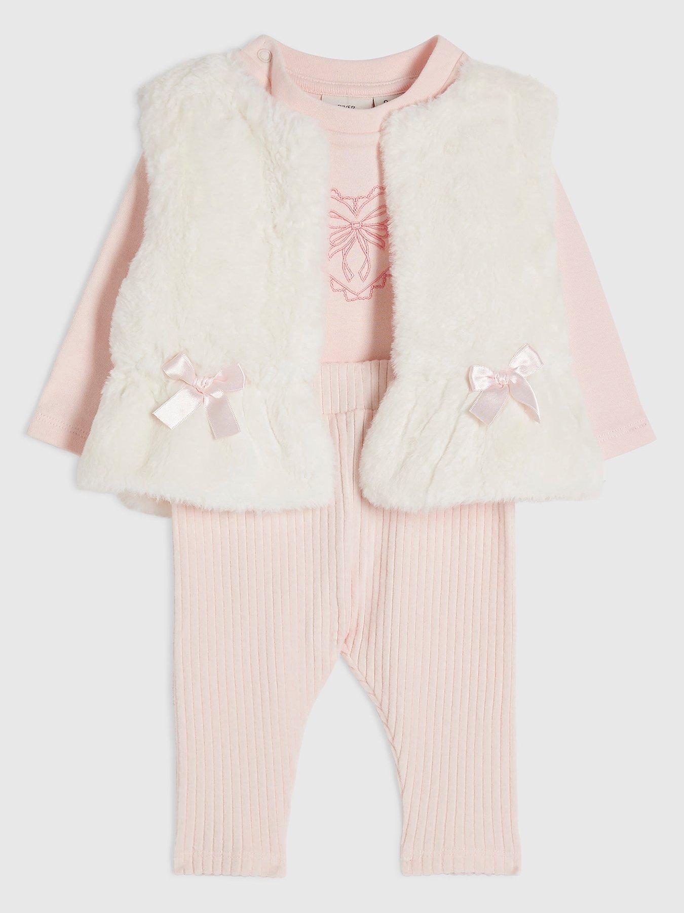 River Island Baby Baby Girls Fur Gilet Set - Pink