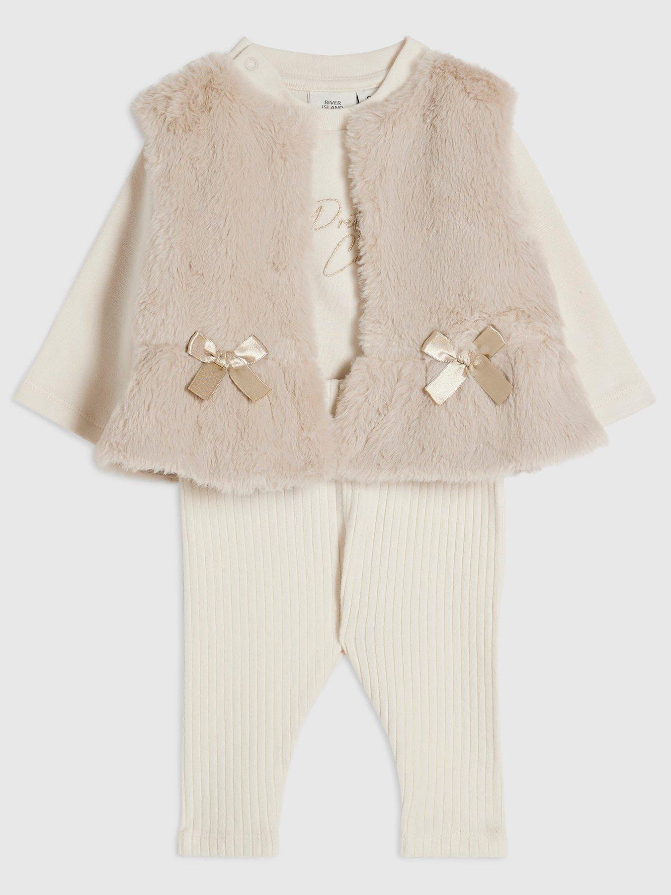 River Island Baby Baby Girls Fur Gilet Set - Pink in Beige