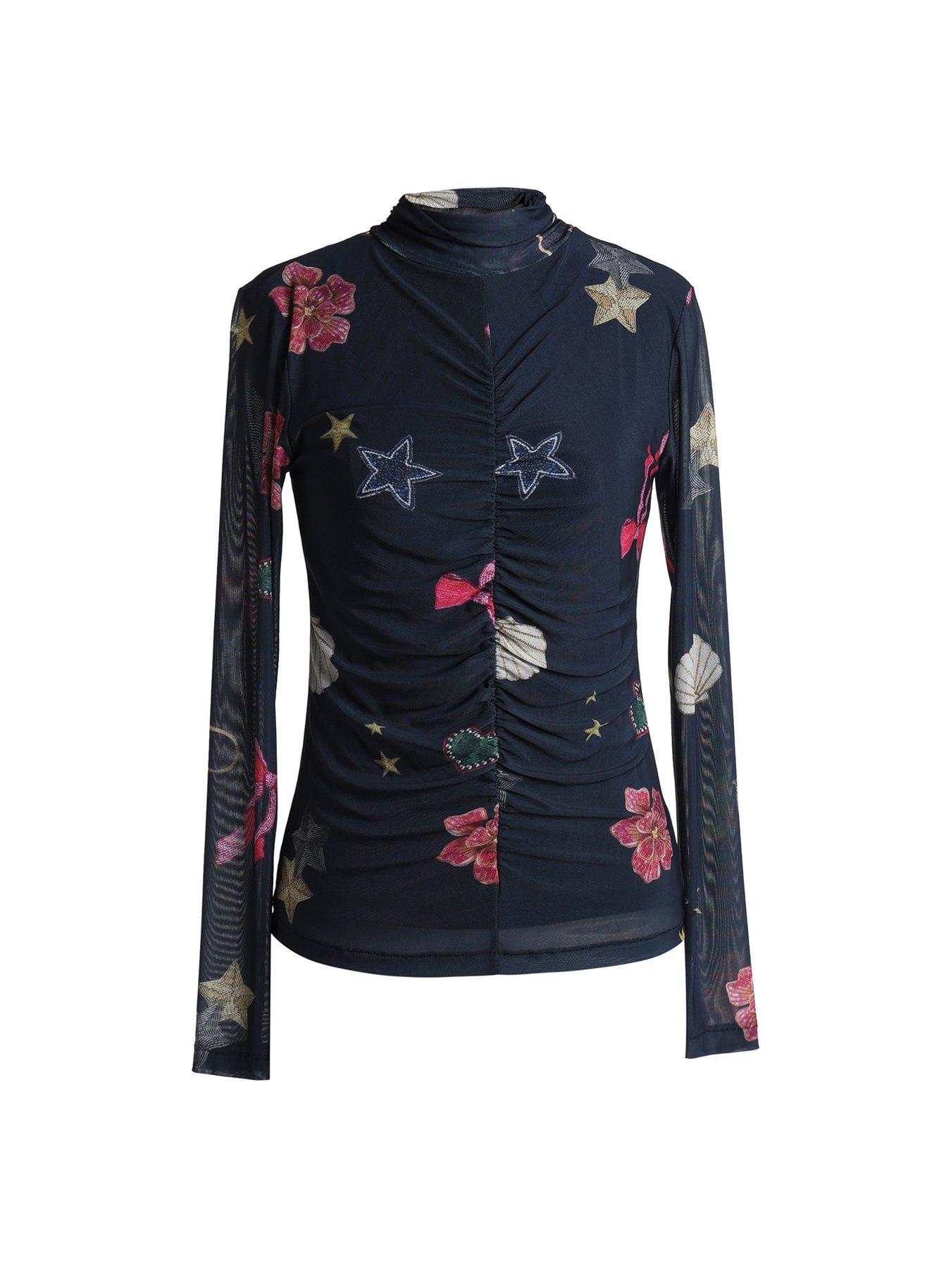 Image 4 of 4 of Emily Lovelock IRIS MESH PRINT BLOUSE