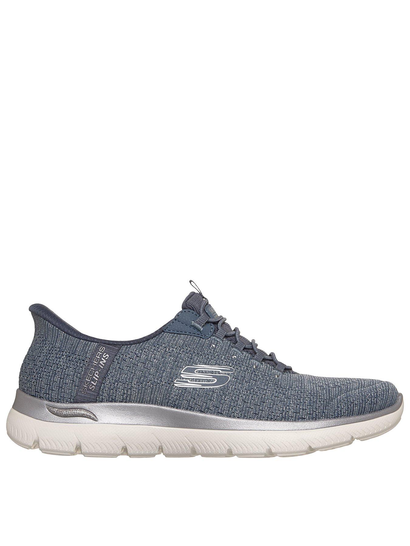 Skechers Arch Fit Summits Soft Shimmer Martha Stewart Slip-Ins Rhinestone Knit A-Line - Slate in Grey