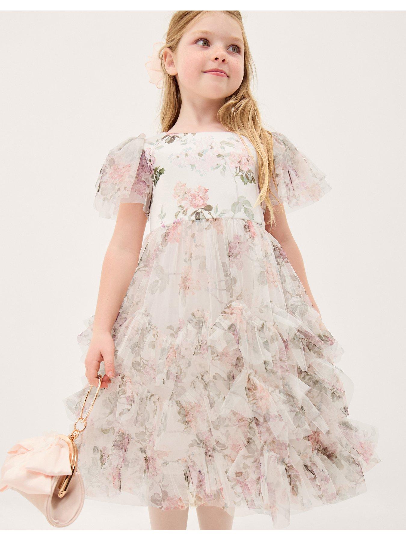 Monsoon Girls Scuba Roma Ruffle Skirt Dress - Multi