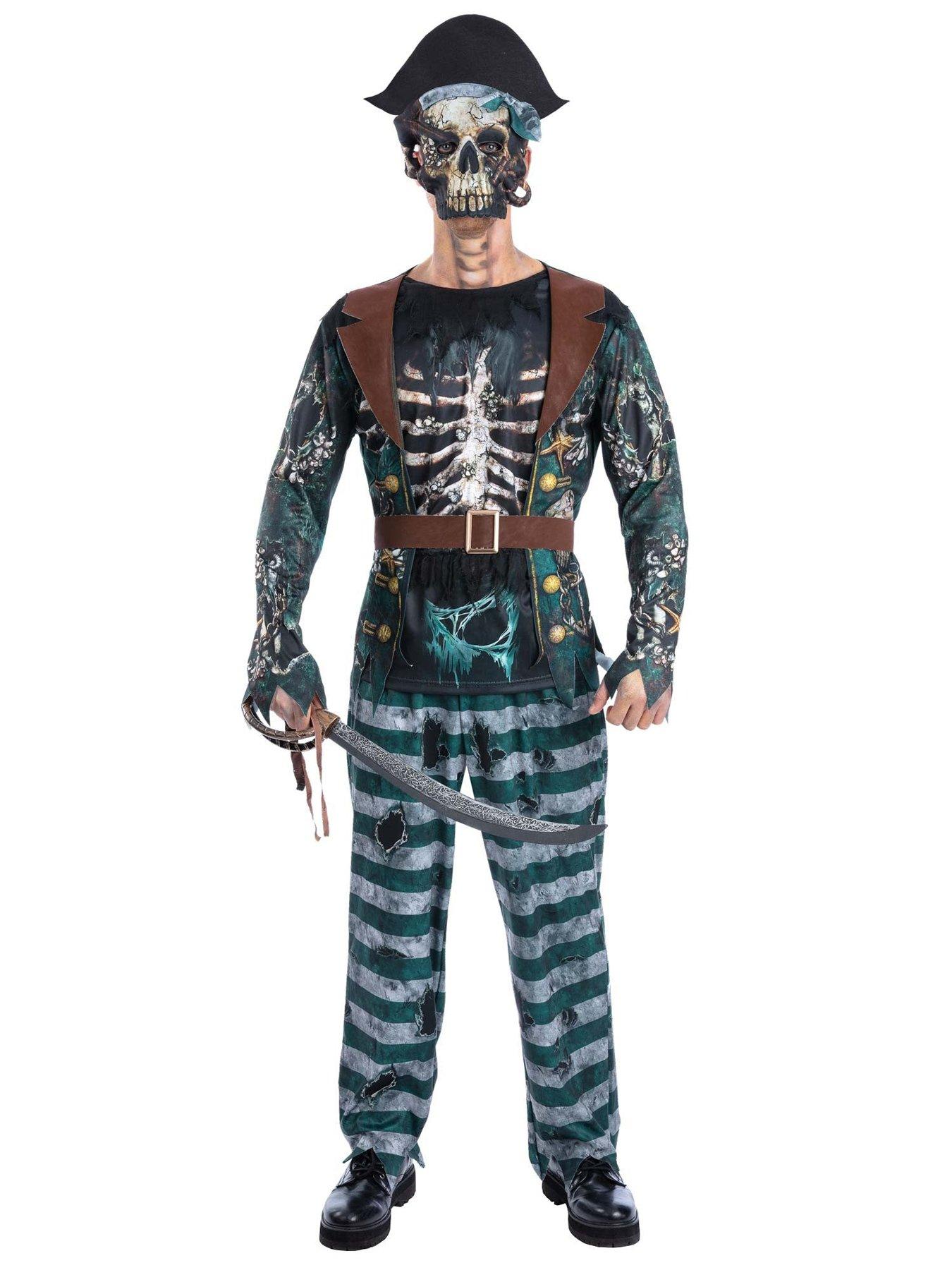 Image 1 of 4 of Mens Skeleton Pirate Captain Costume
