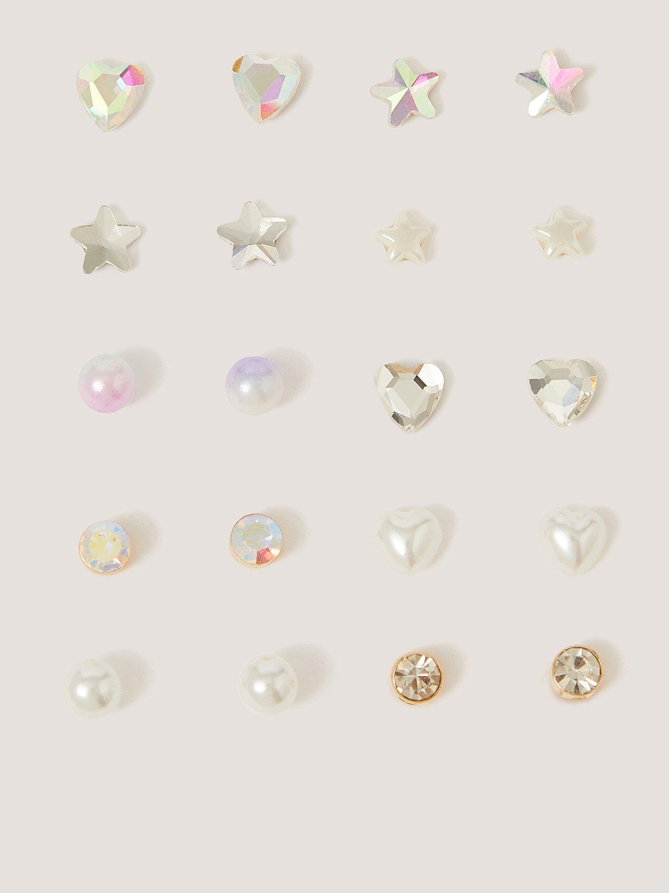 Image 1 of 2 of Monsoon Girls 10 Pack Celeste Iridescent Faux Pearl Stud Earrings - Multi