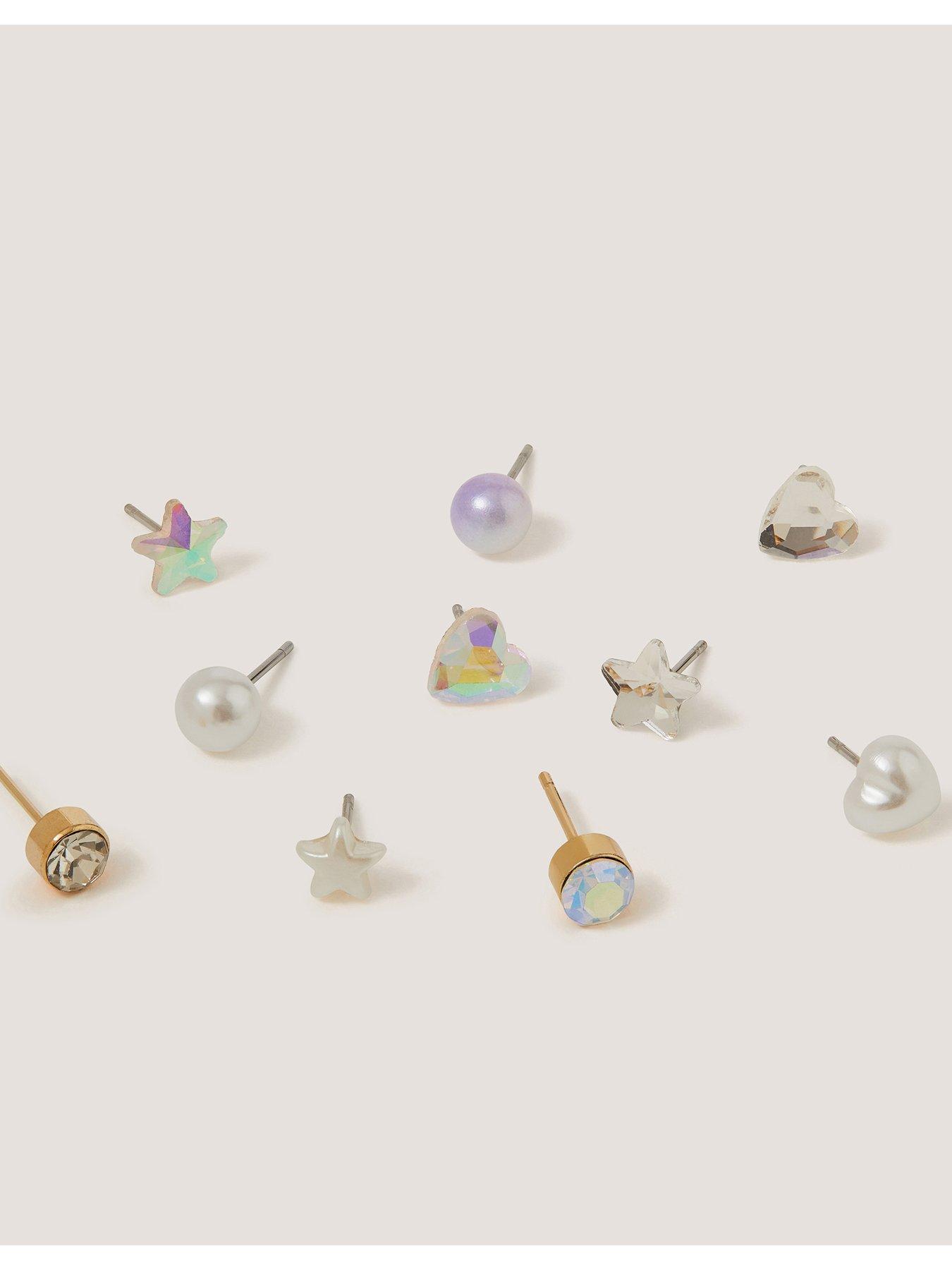 Image 2 of 2 of Monsoon Girls 10 Pack Celeste Iridescent Faux Pearl Stud Earrings - Multi
