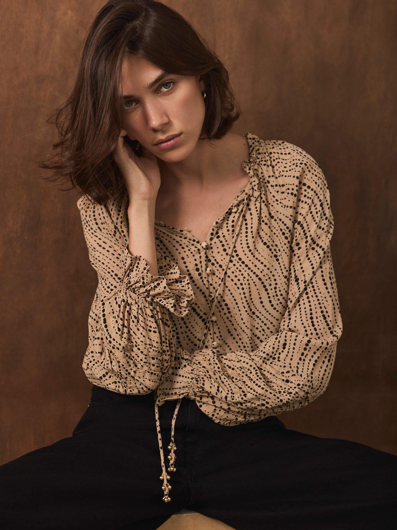 Image 2 of 6 of Mint Velvet Spot Print Blouse - Cream