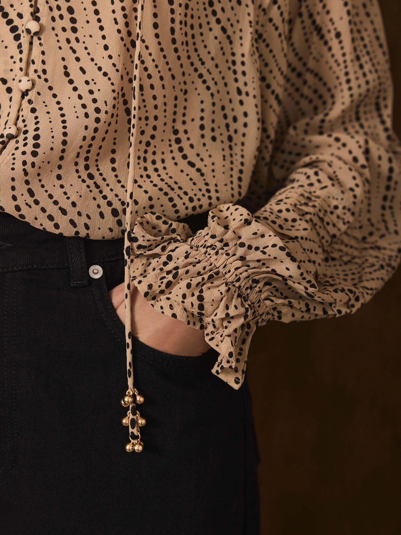 Image 4 of 6 of Mint Velvet Spot Print Blouse - Cream
