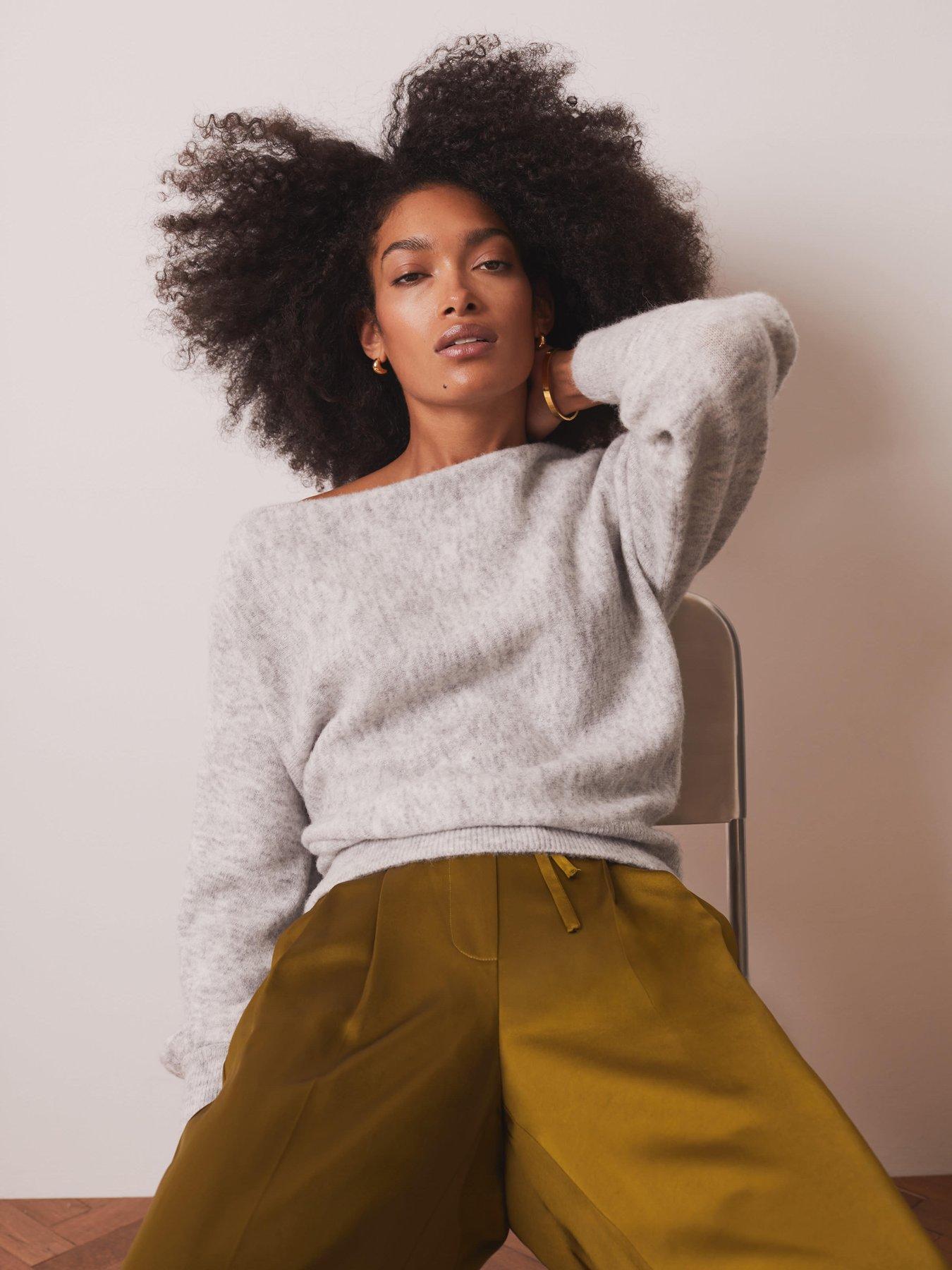 Mint Velvet Slash Neck Jumper - Grey