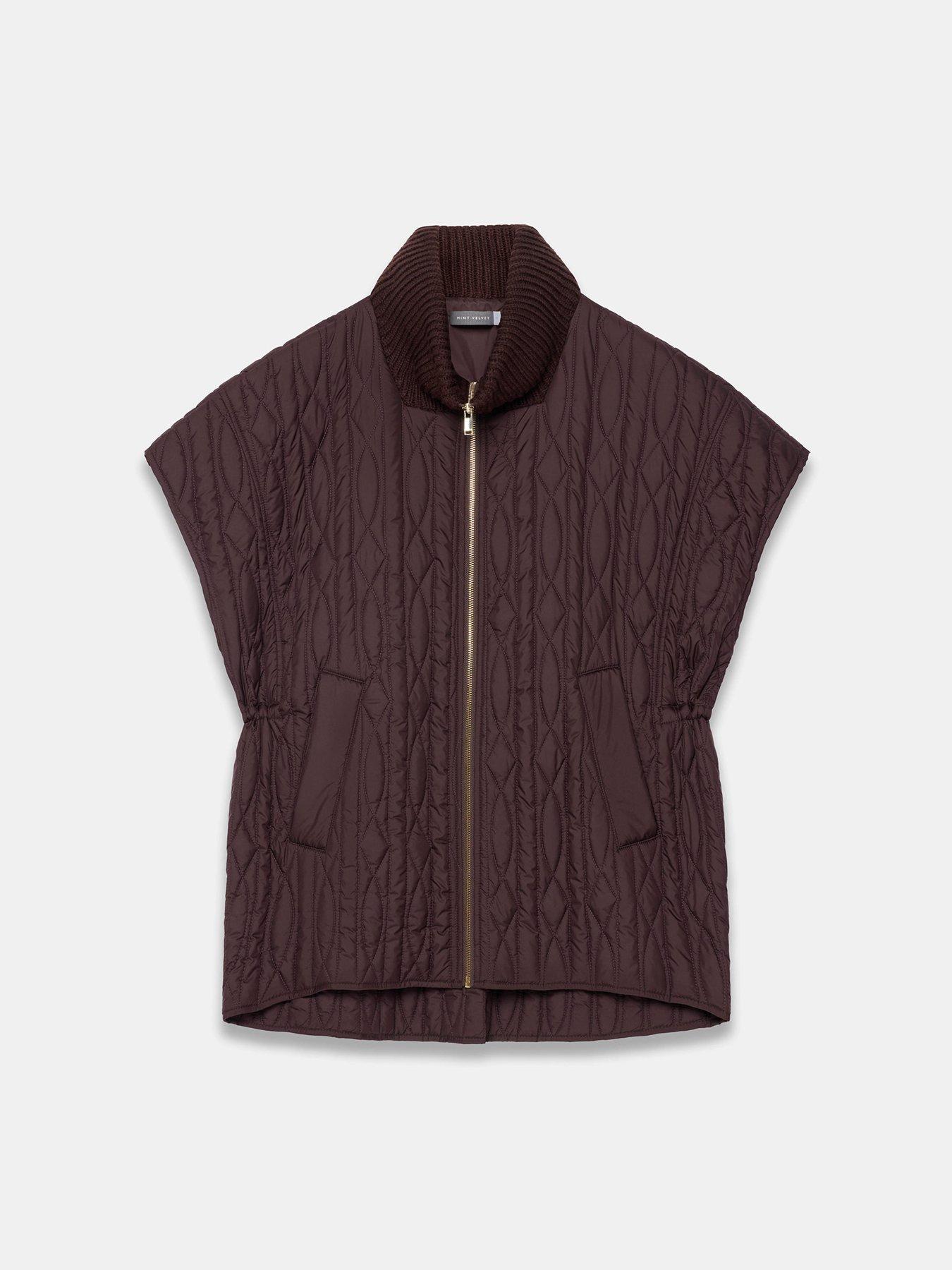 Image 5 of 6 of Mint Velvet Women's Quilted Knit Collar Gilet - Brown