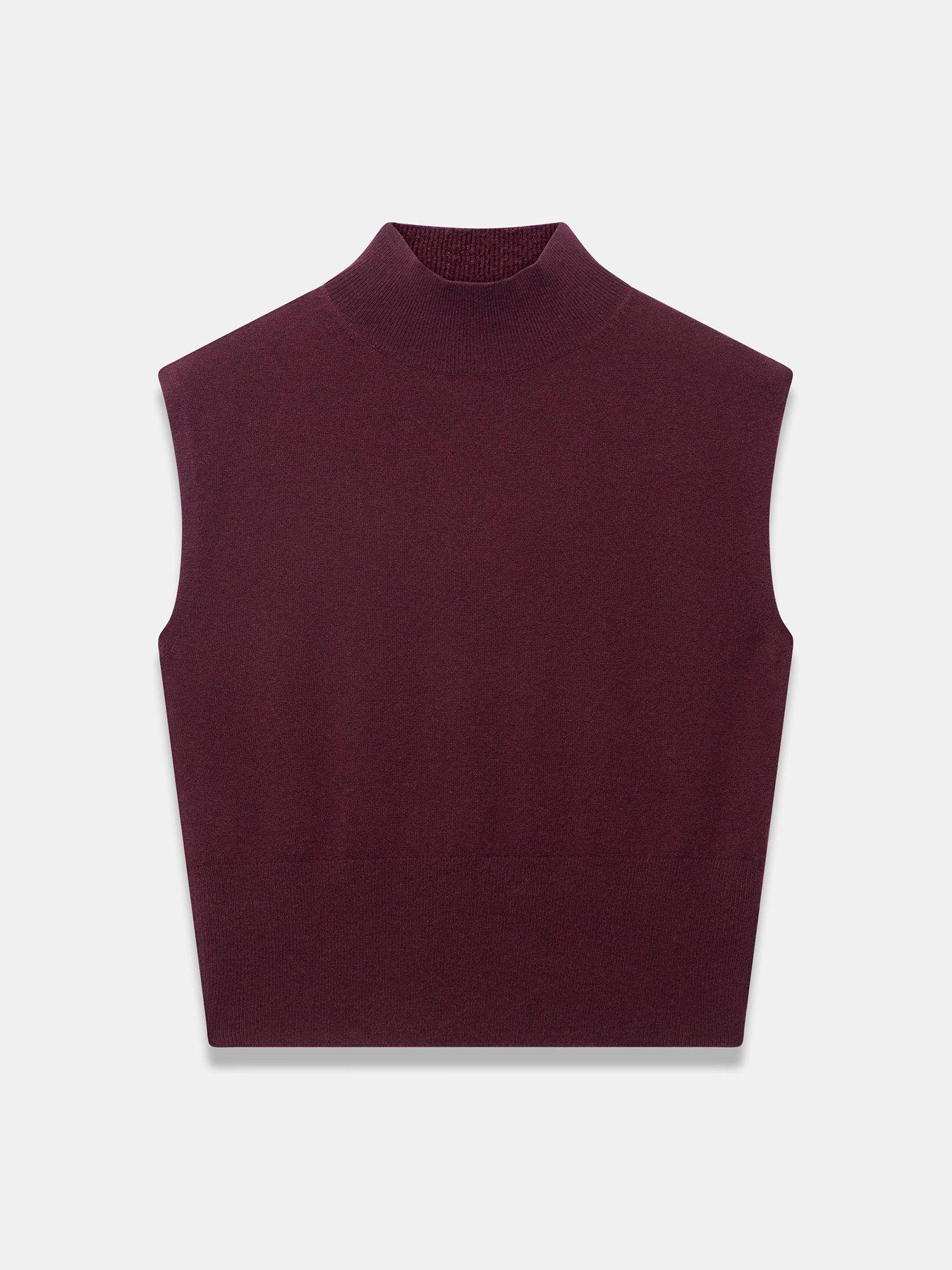 Image 5 of 6 of Mint Velvet Burgundy High Neck Sleeveless Knit Top - Red
