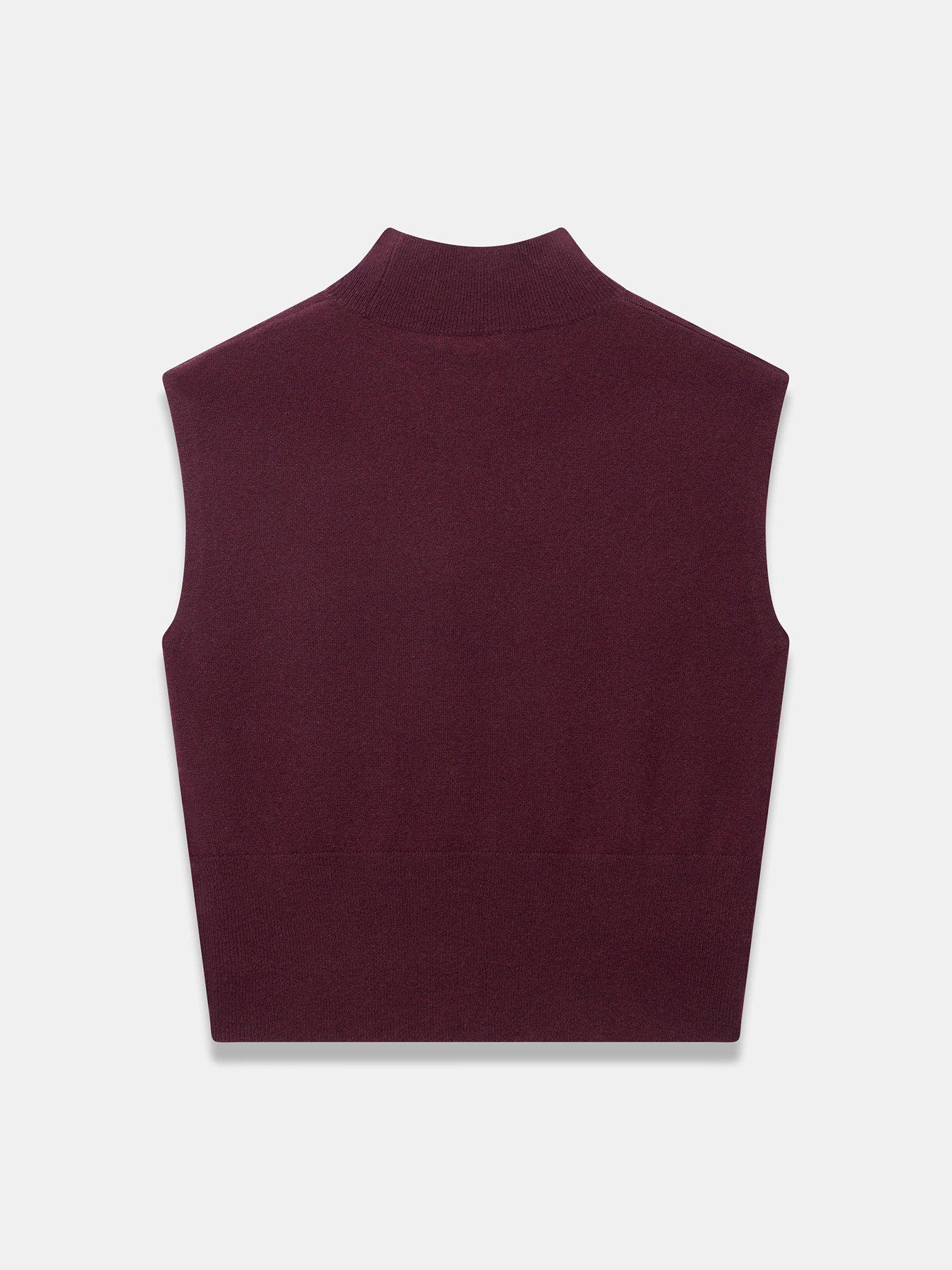 Image 6 of 6 of Mint Velvet Burgundy High Neck Sleeveless Knit Top - Red