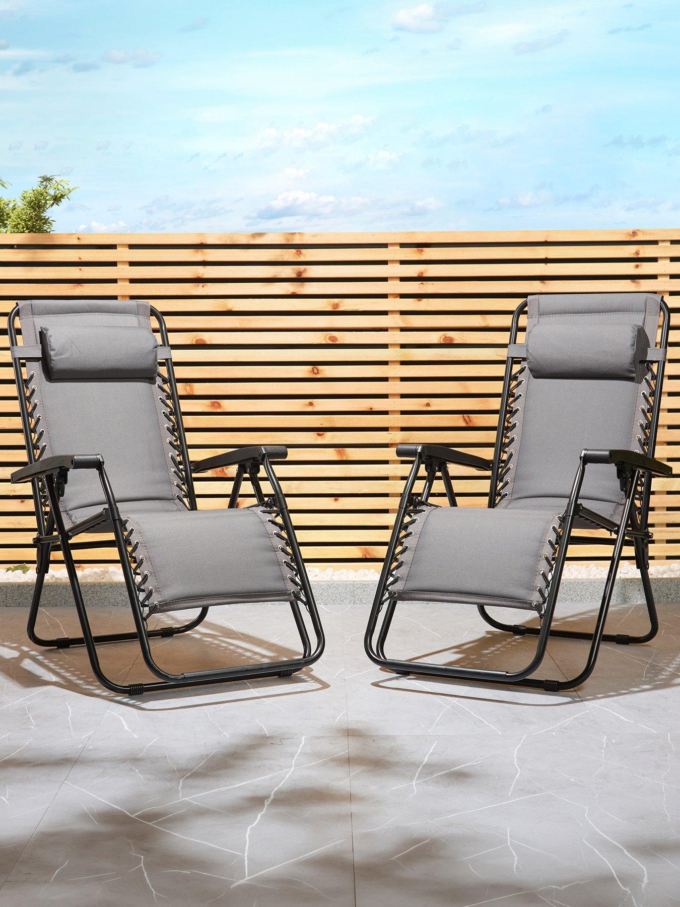 Image 1 of 7 of Vonhaus Verona Grey Padded Zero Gravity Chair - Set of 2