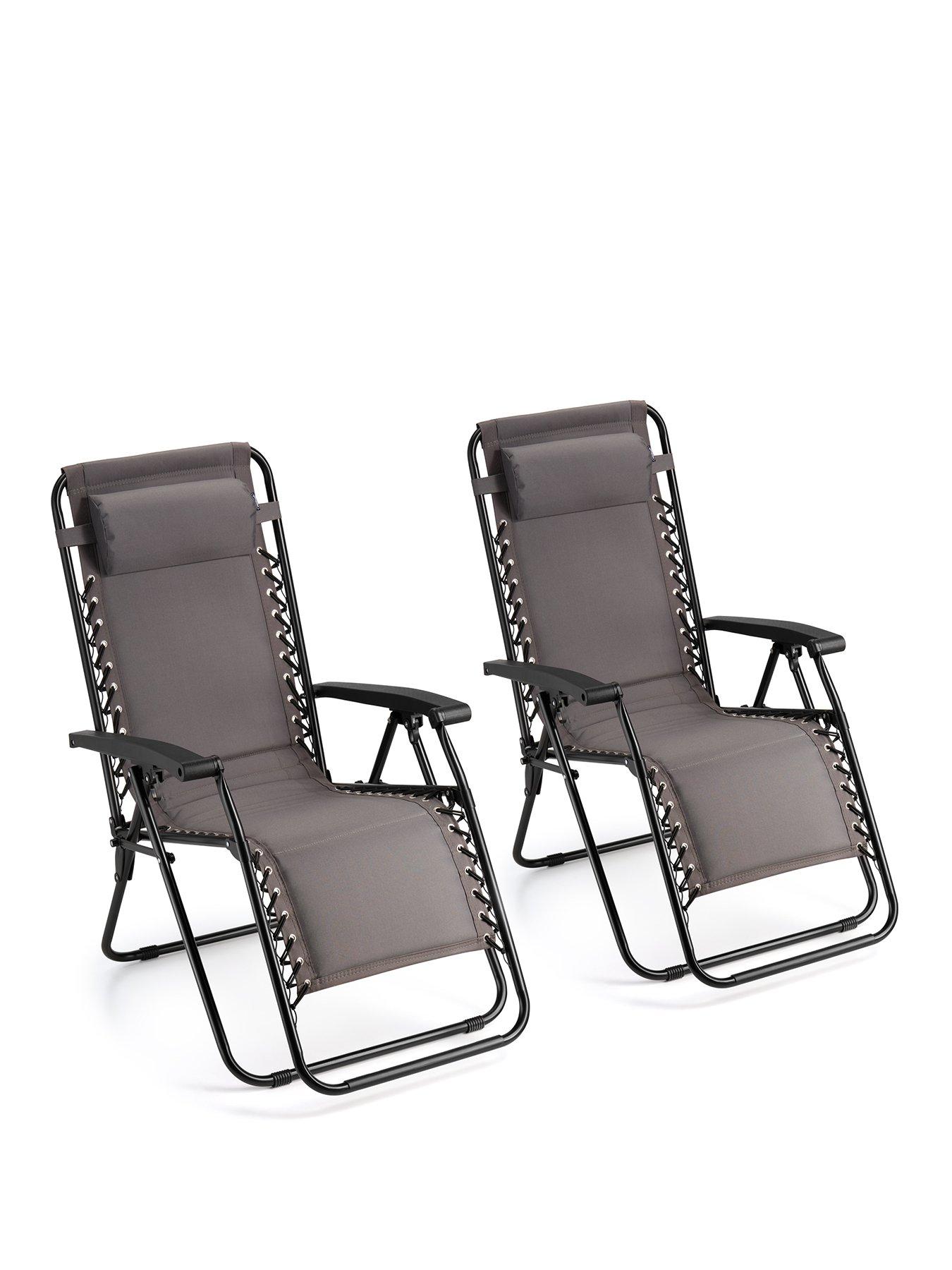 Image 2 of 7 of Vonhaus Verona Grey Padded Zero Gravity Chair - Set of 2