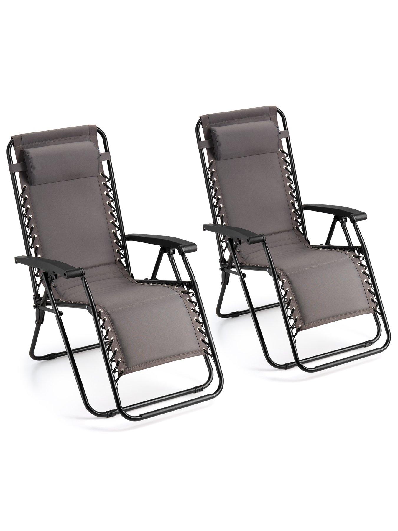 Image 3 of 7 of Vonhaus Verona Grey Padded Zero Gravity Chair - Set of 2
