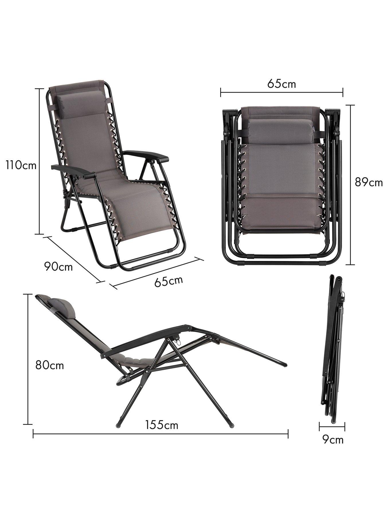 Image 4 of 7 of Vonhaus Verona Grey Padded Zero Gravity Chair - Set of 2