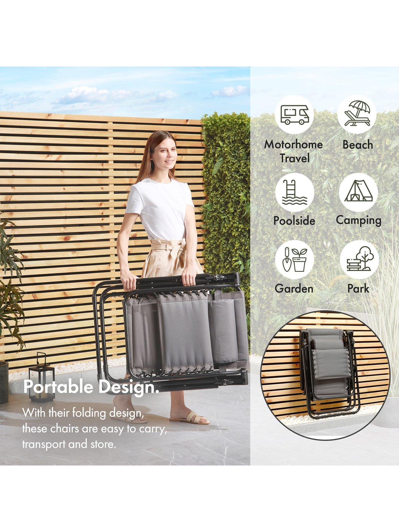 Image 5 of 7 of Vonhaus Verona Grey Padded Zero Gravity Chair - Set of 2