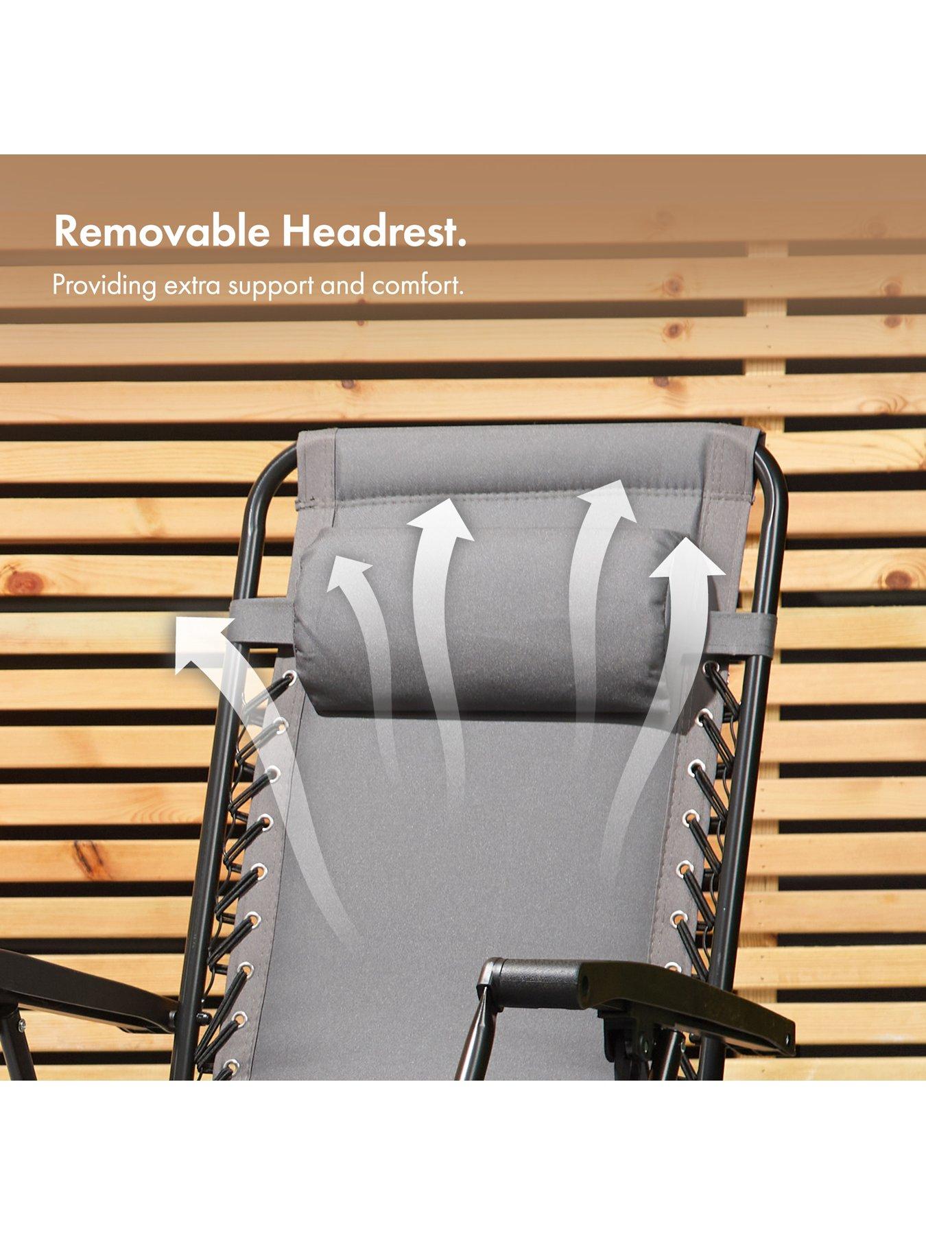 Image 7 of 7 of Vonhaus Verona Grey Padded Zero Gravity Chair - Set of 2