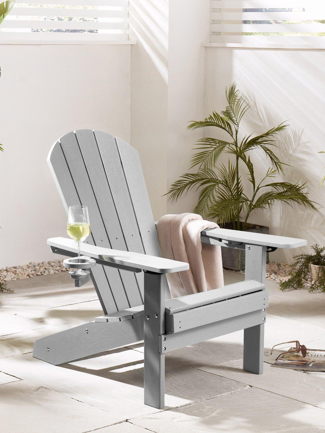 Image 1 of 7 of Vonhaus Westport Grey Adirondack Garden Chair with Footstool