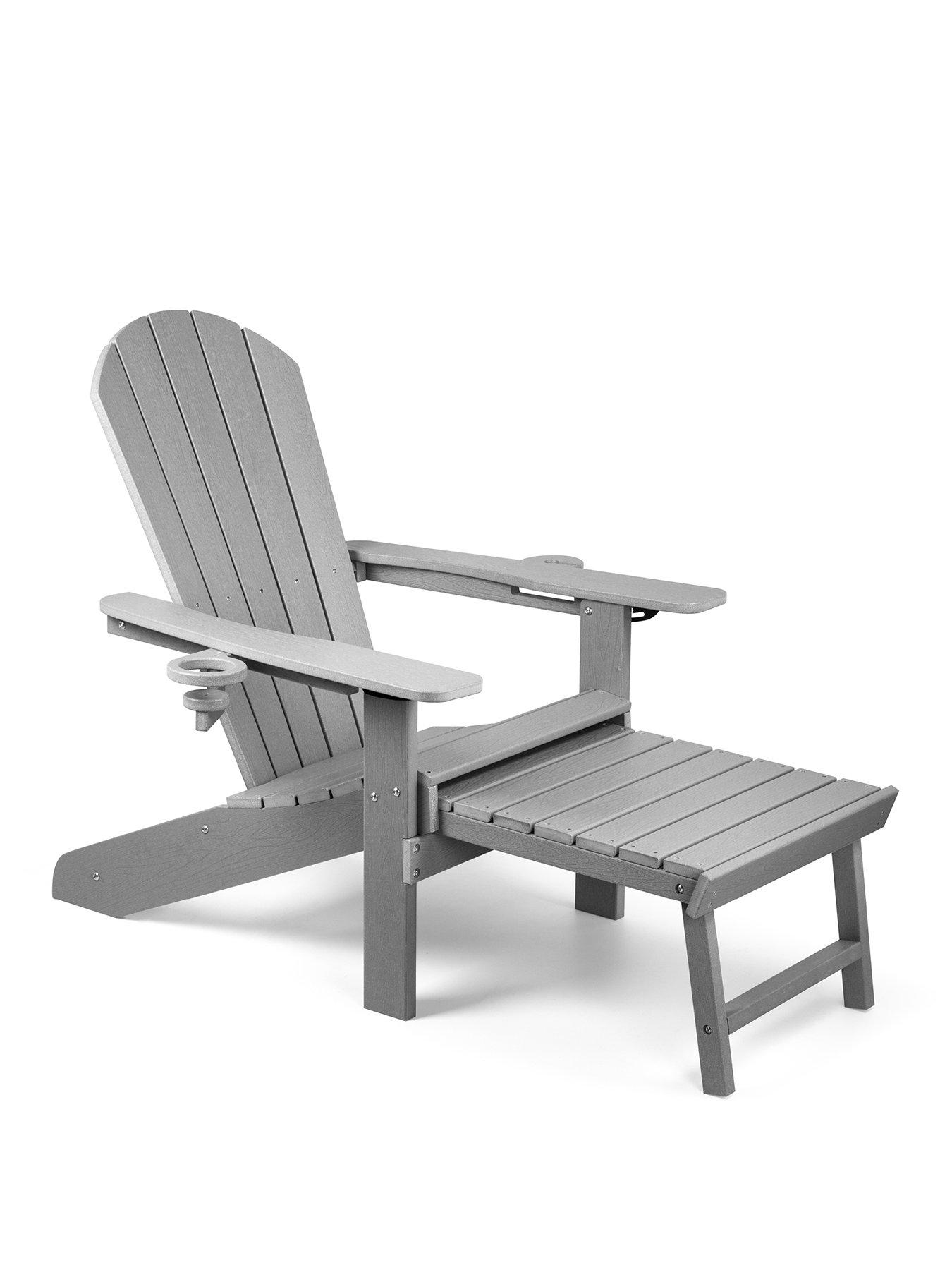 Image 2 of 7 of Vonhaus Westport Grey Adirondack Garden Chair with Footstool