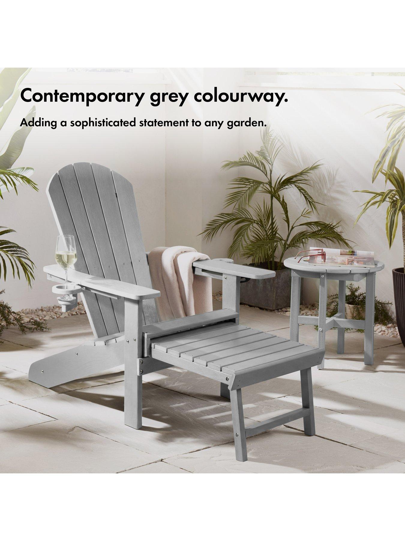 Image 4 of 7 of Vonhaus Westport Grey Adirondack Garden Chair with Footstool