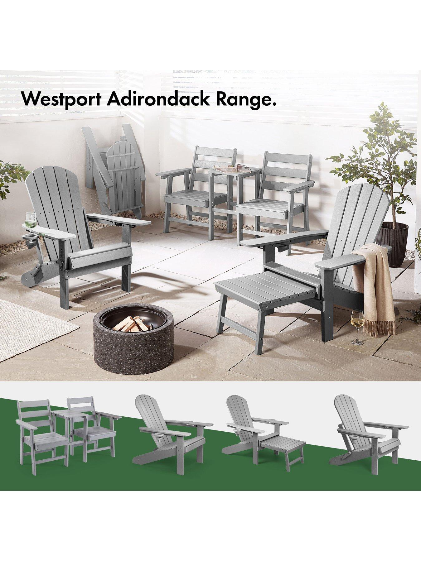 Image 7 of 7 of Vonhaus Westport Grey Adirondack Garden Chair with Footstool