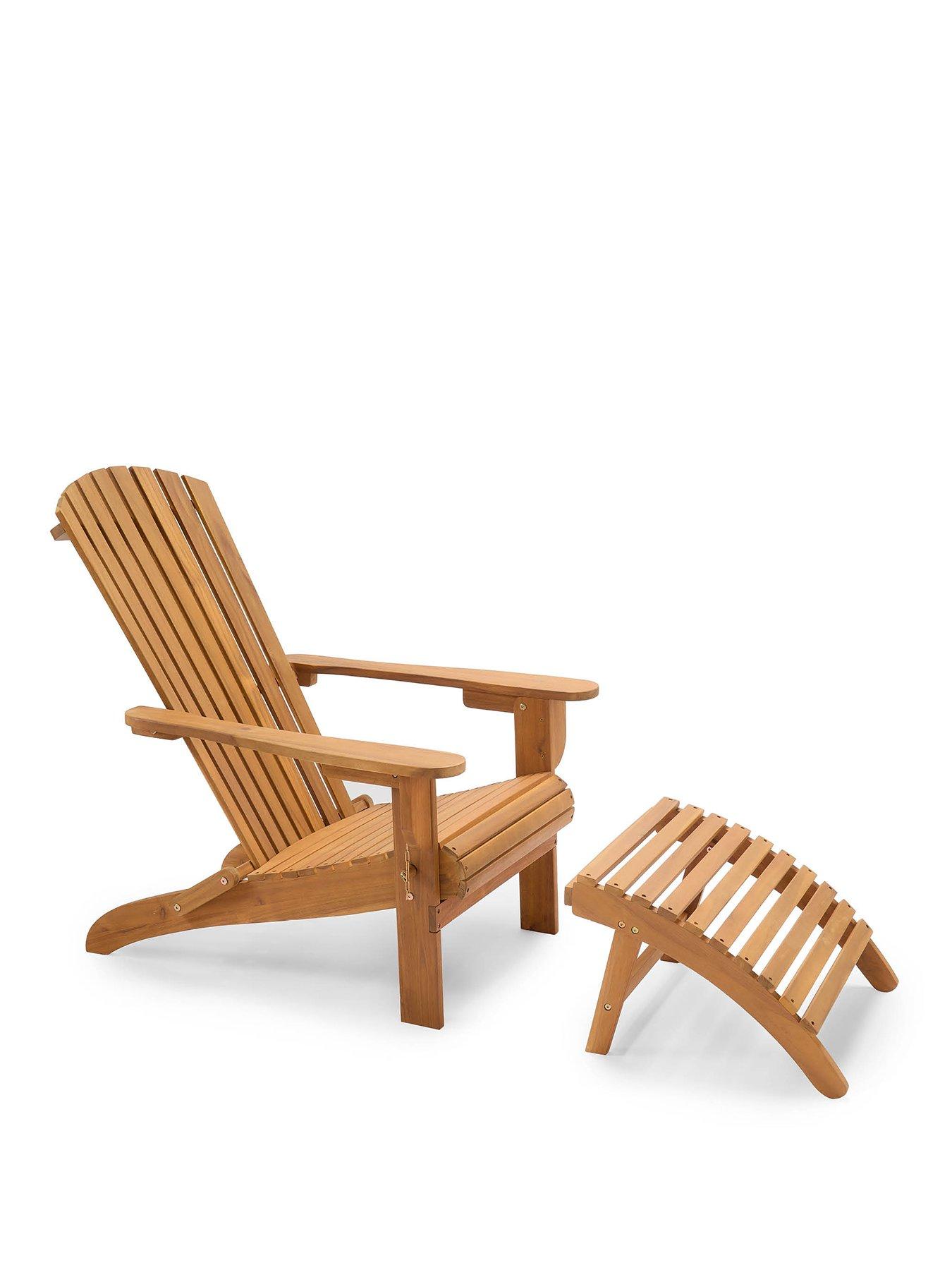 Image 2 of 7 of Vonhaus Hudson Folding Adirondack Chair and Footstool &ndash; Acacia Wood