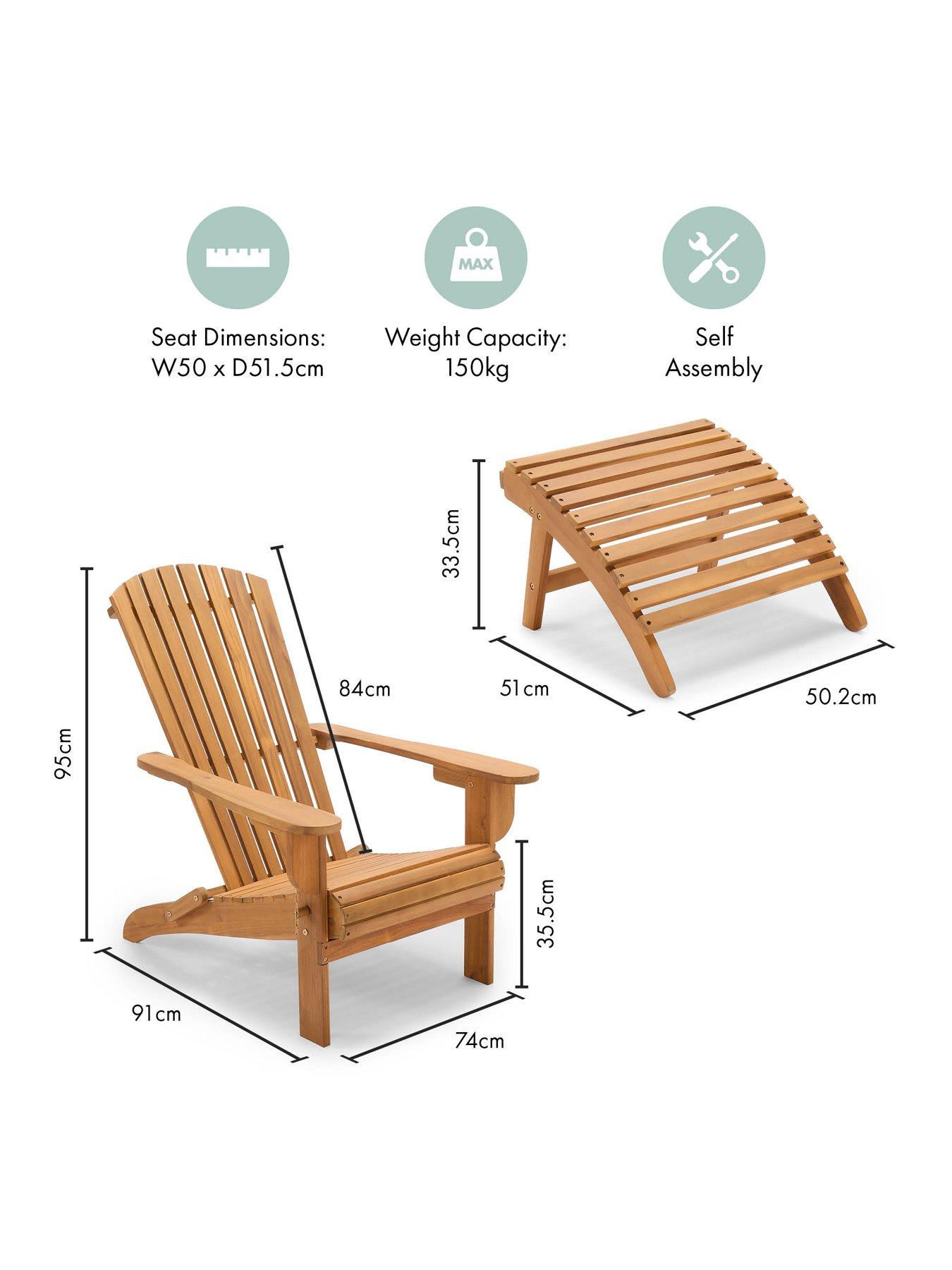 Image 3 of 7 of Vonhaus Hudson Folding Adirondack Chair and Footstool &ndash; Acacia Wood
