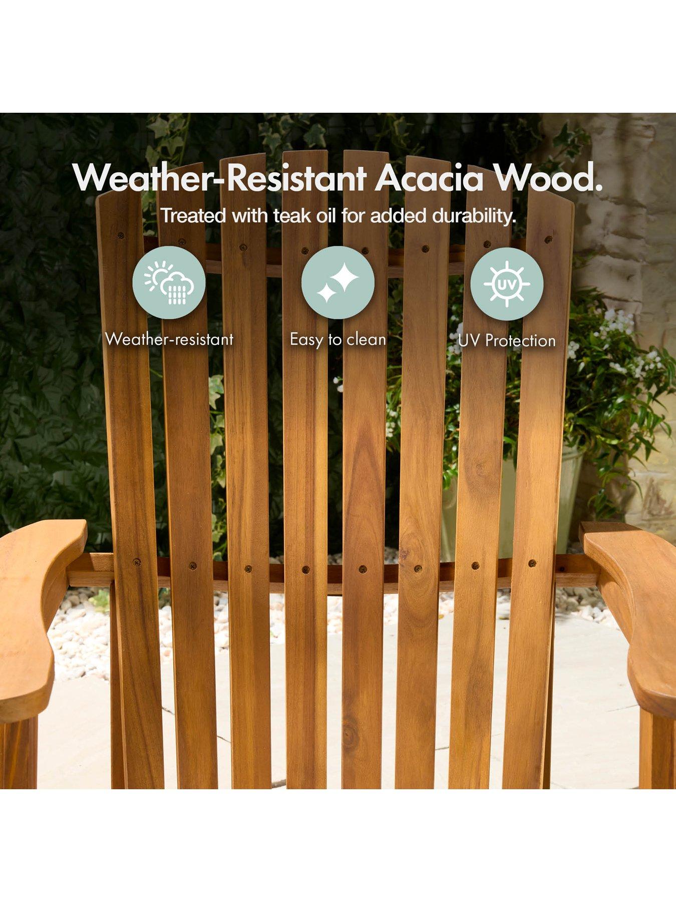 Image 4 of 7 of Vonhaus Hudson Folding Adirondack Chair and Footstool &ndash; Acacia Wood