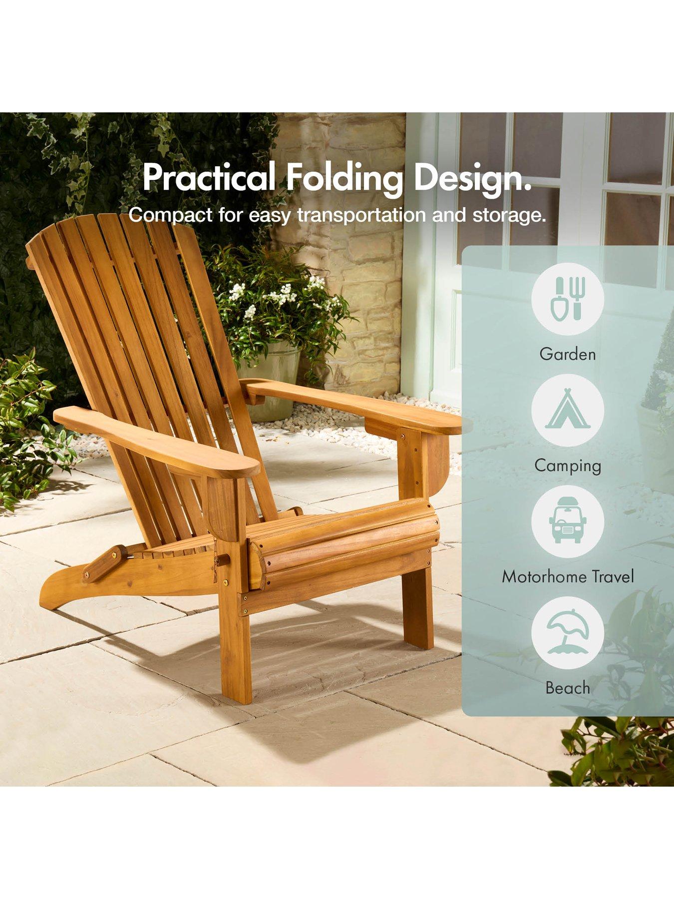 Image 5 of 7 of Vonhaus Hudson Folding Adirondack Chair and Footstool &ndash; Acacia Wood