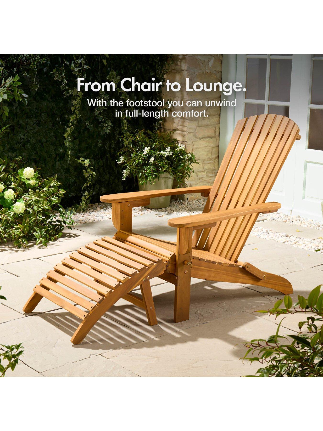 Image 6 of 7 of Vonhaus Hudson Folding Adirondack Chair and Footstool &ndash; Acacia Wood