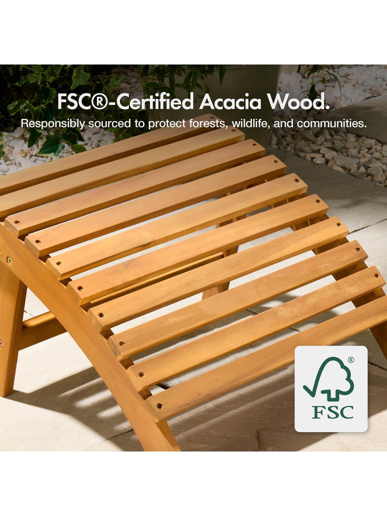 Image 7 of 7 of Vonhaus Hudson Folding Adirondack Chair and Footstool &ndash; Acacia Wood