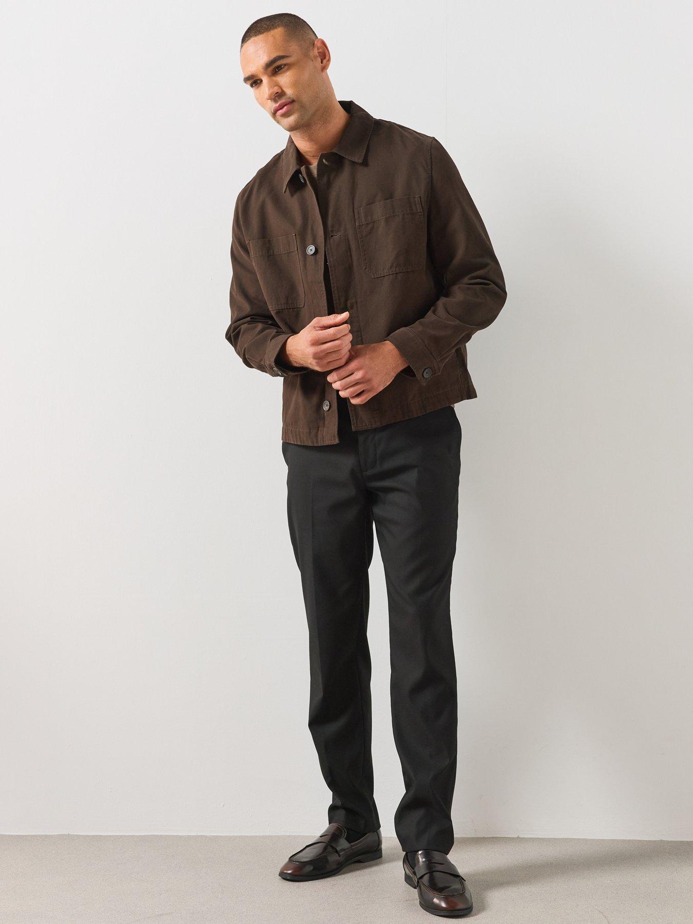 Image 3 of 6 of Mango Mango Mens Hampton Regular Fit Cotton Overshirt - Brown