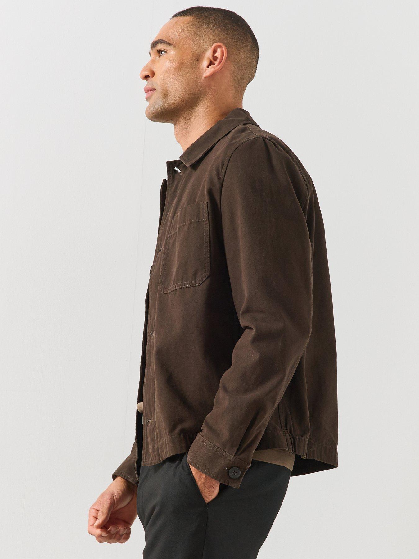 Image 5 of 6 of Mango Mango Mens Hampton Regular Fit Cotton Overshirt - Brown