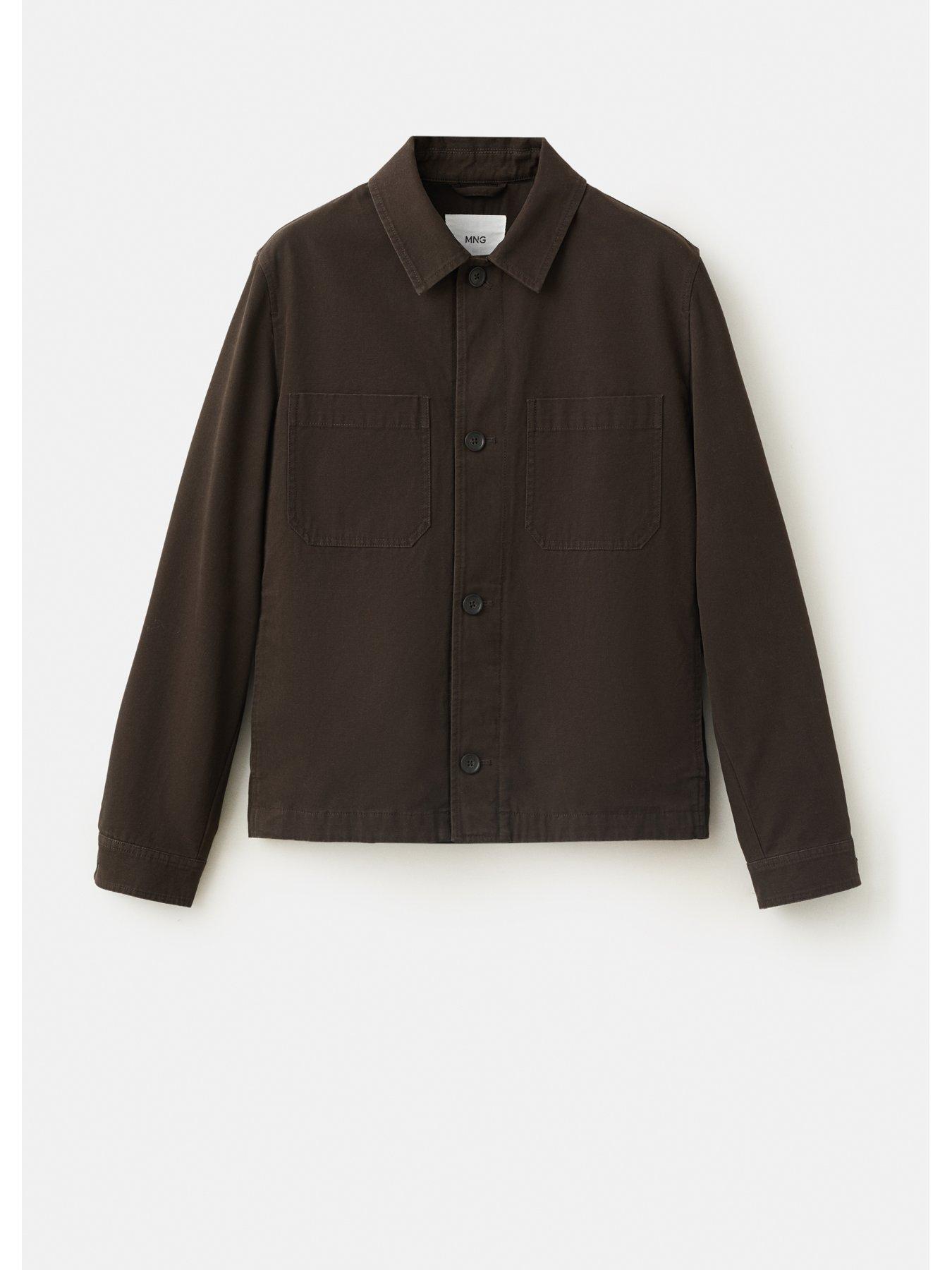Image 6 of 6 of Mango Mango Mens Hampton Regular Fit Cotton Overshirt - Brown