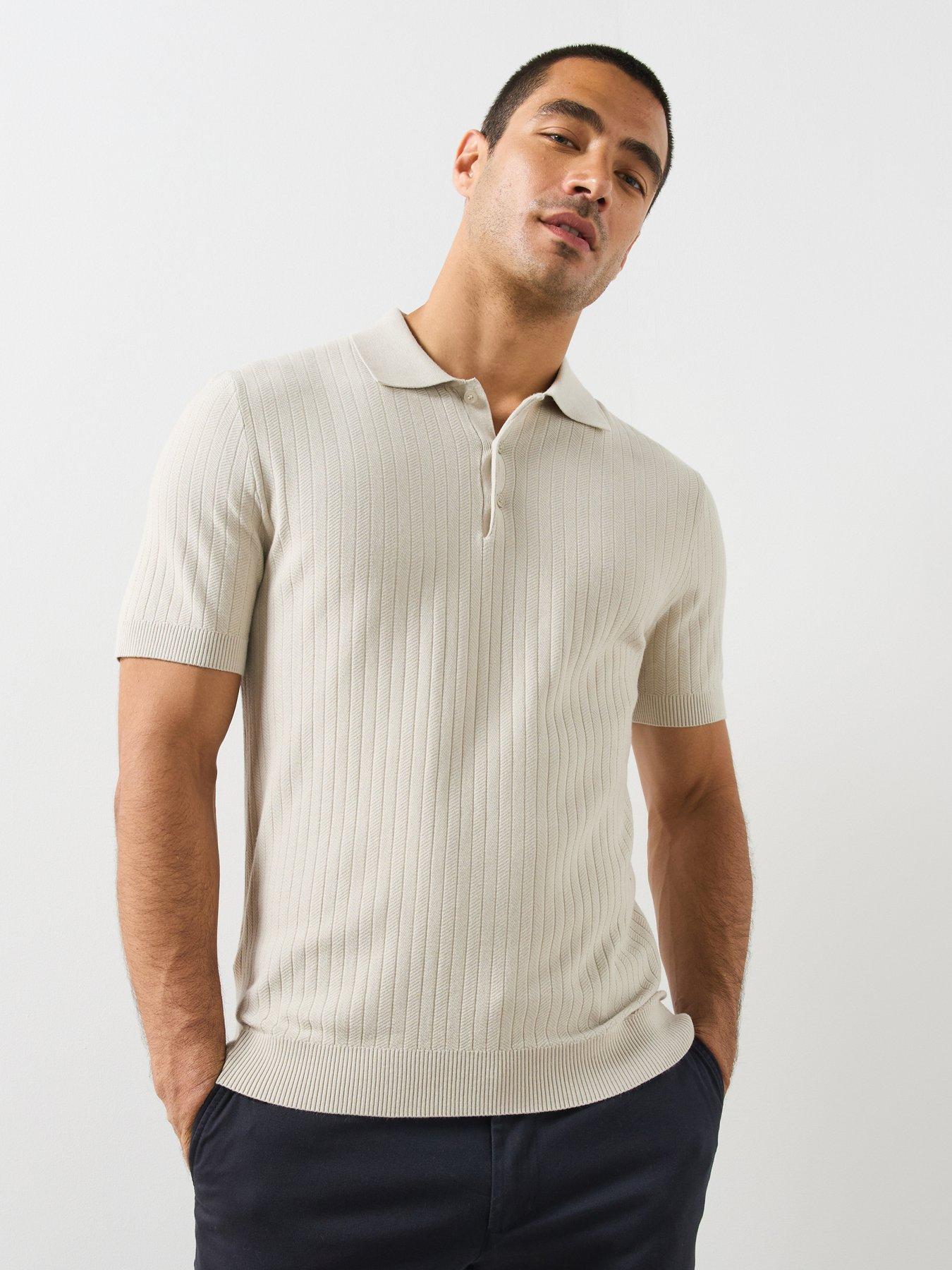 Mango Fine Rib-knit Polo Shirt - White