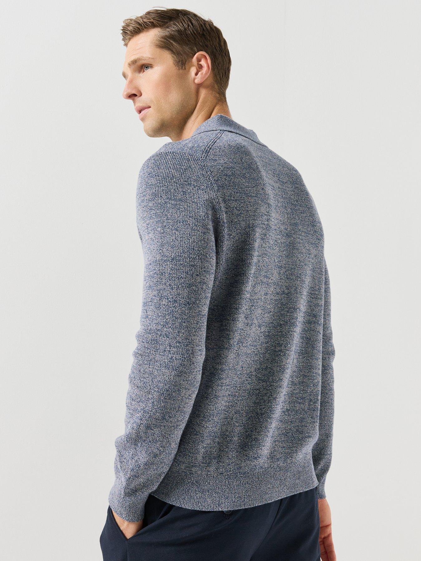 Image 2 of 6 of Mango Ribbed Knitted Polo Sweater - Blue