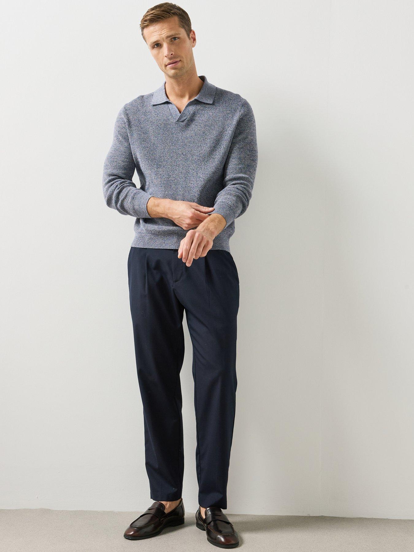 Image 3 of 6 of Mango Ribbed Knitted Polo Sweater - Blue