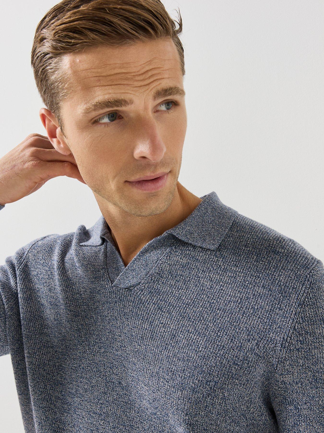 Image 4 of 6 of Mango Ribbed Knitted Polo Sweater - Blue
