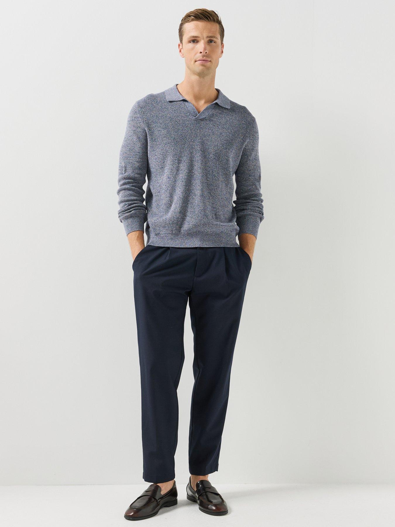 Image 6 of 6 of Mango Ribbed Knitted Polo Sweater - Blue