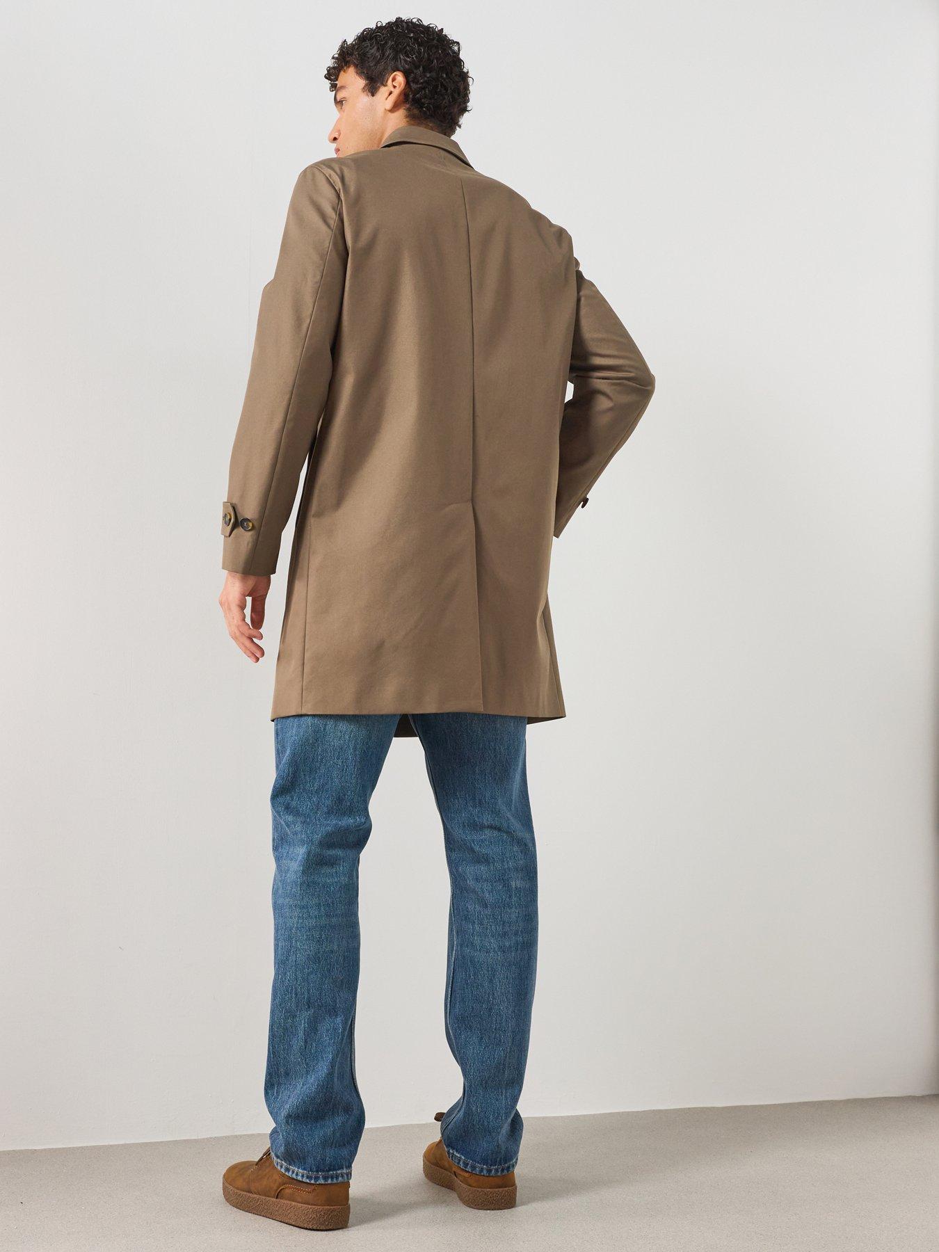 Image 2 of 6 of Mango Men's Water-Repellent Gabardine Coat with Pockets - Brown