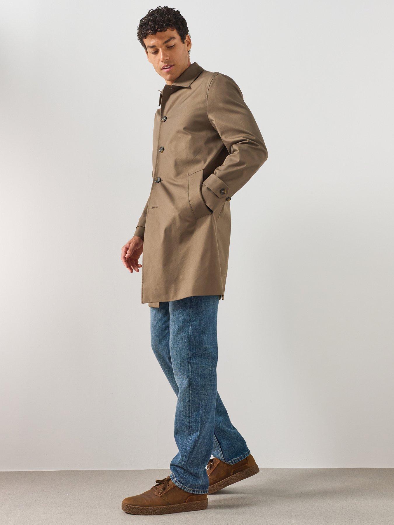 Image 4 of 6 of Mango Men's Water-Repellent Gabardine Coat with Pockets - Brown