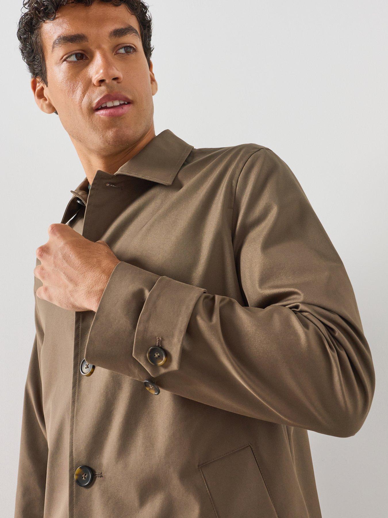 Image 5 of 6 of Mango Men's Water-Repellent Gabardine Coat with Pockets - Brown