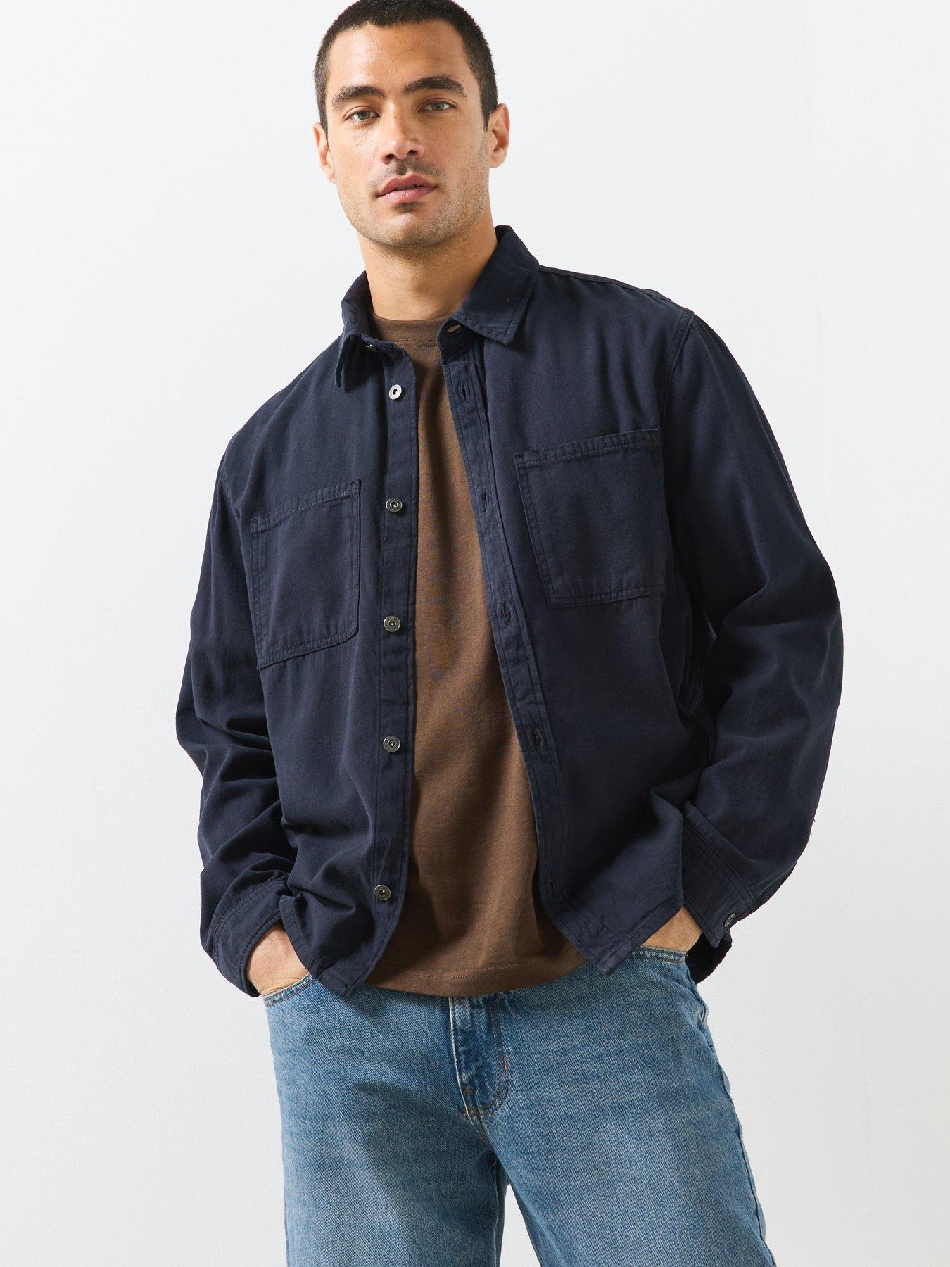 Mango Denim Overshirt Pockets - Navy