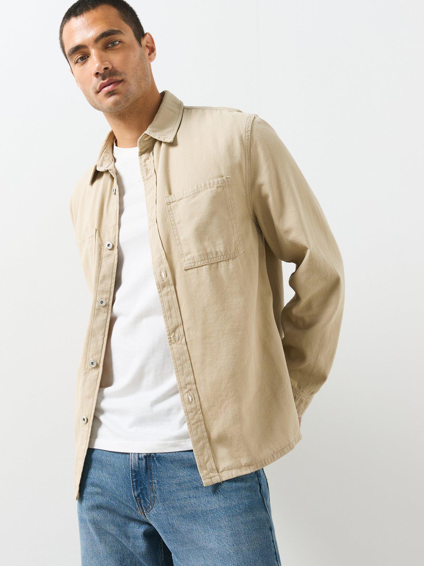 Mango Denim Overshirt Pockets - Cream