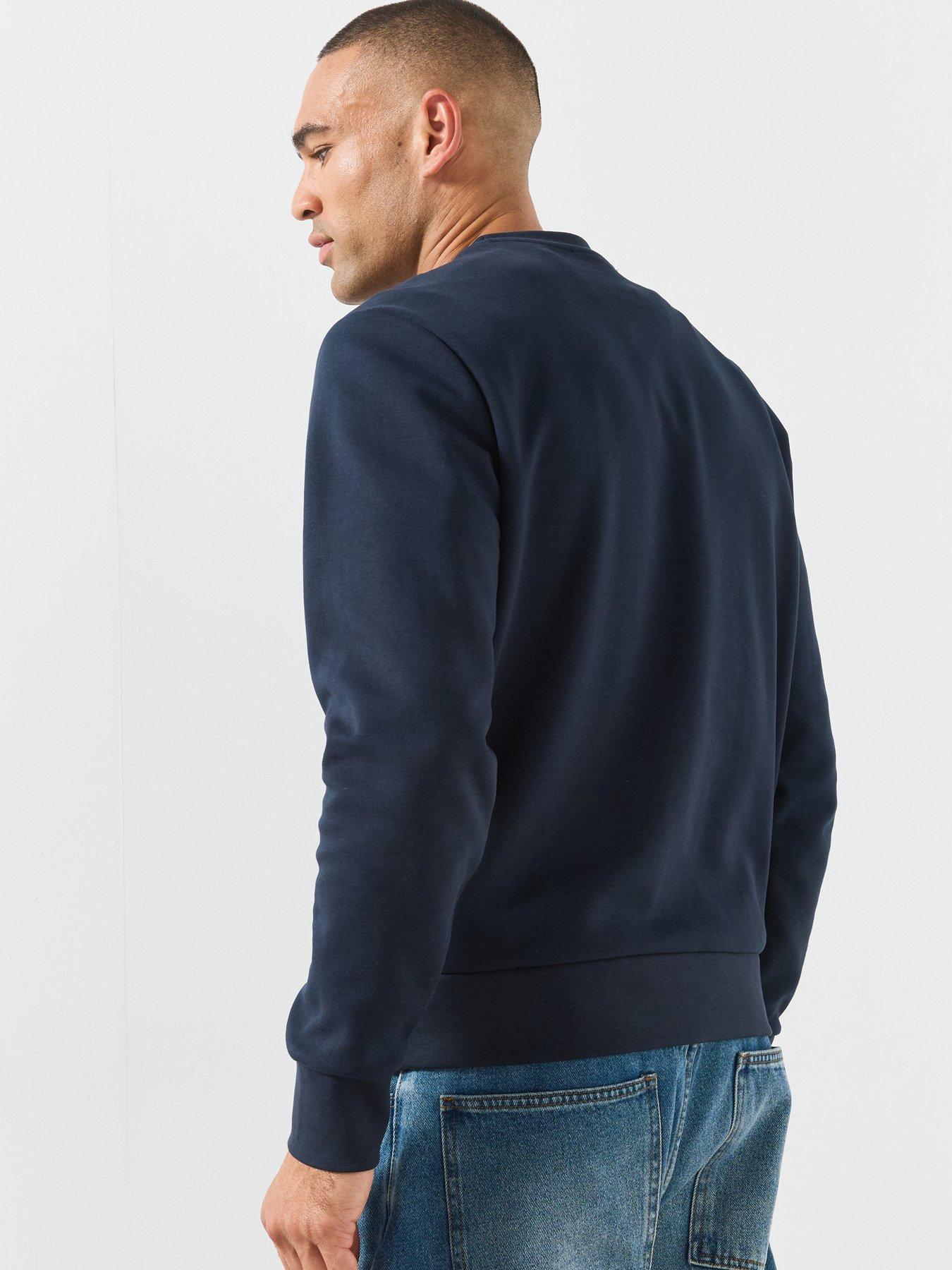Image 2 of 5 of Mango Mens Regular Fit Cotton-Blend Crew Neck Sweatshirt - Dark Blue