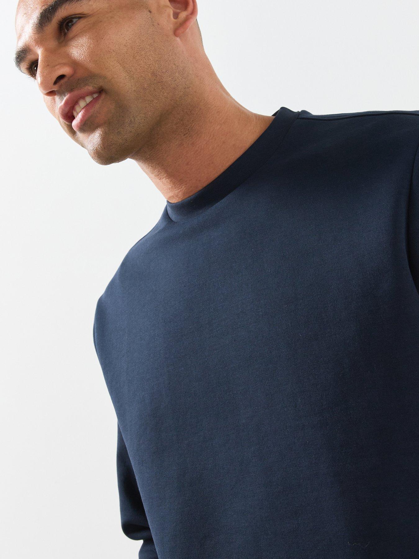 Image 5 of 5 of Mango Mens Regular Fit Cotton-Blend Crew Neck Sweatshirt - Dark Blue
