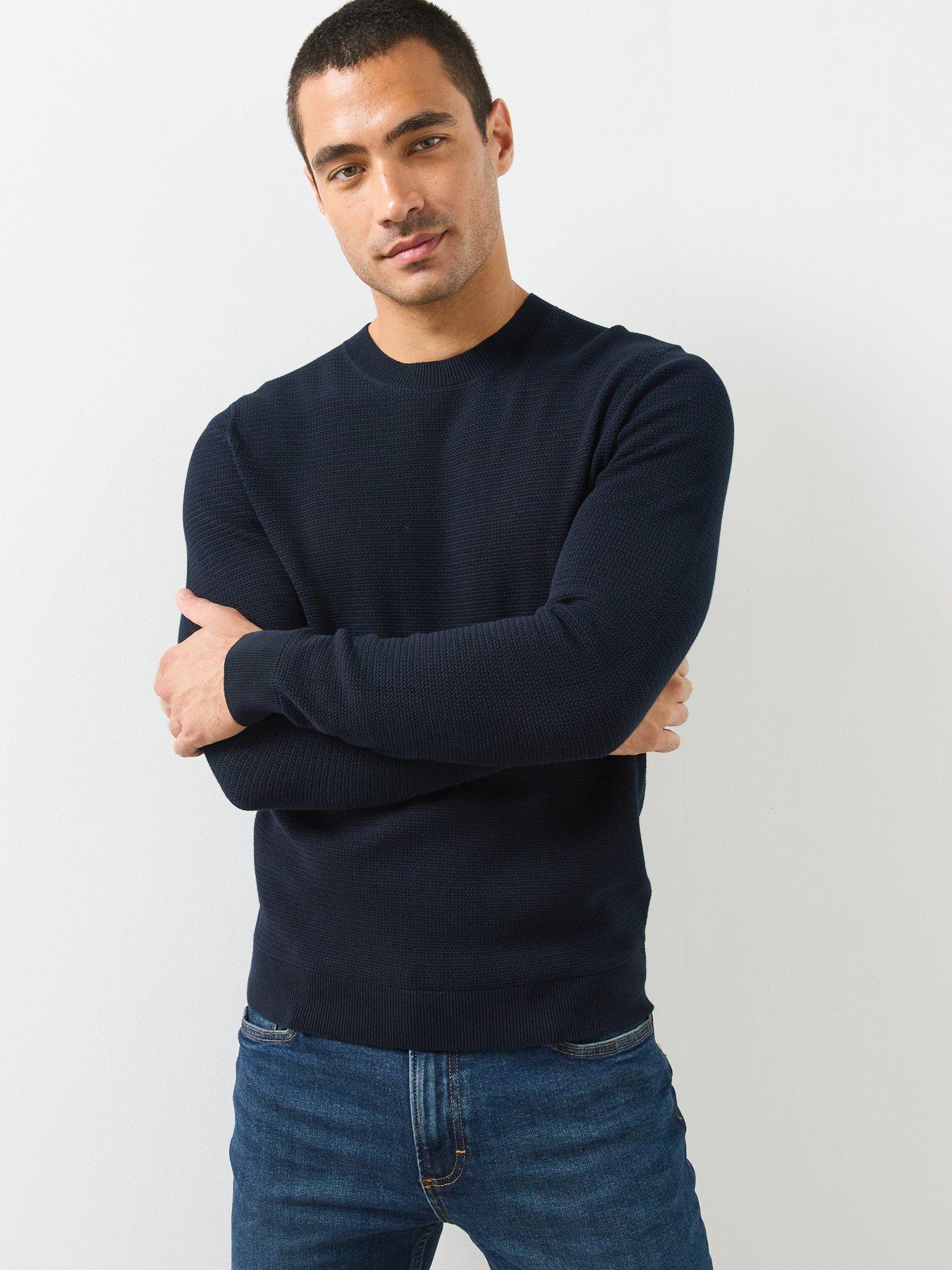 Mango Fine Knit Cotton Blend Sweater - Navy
